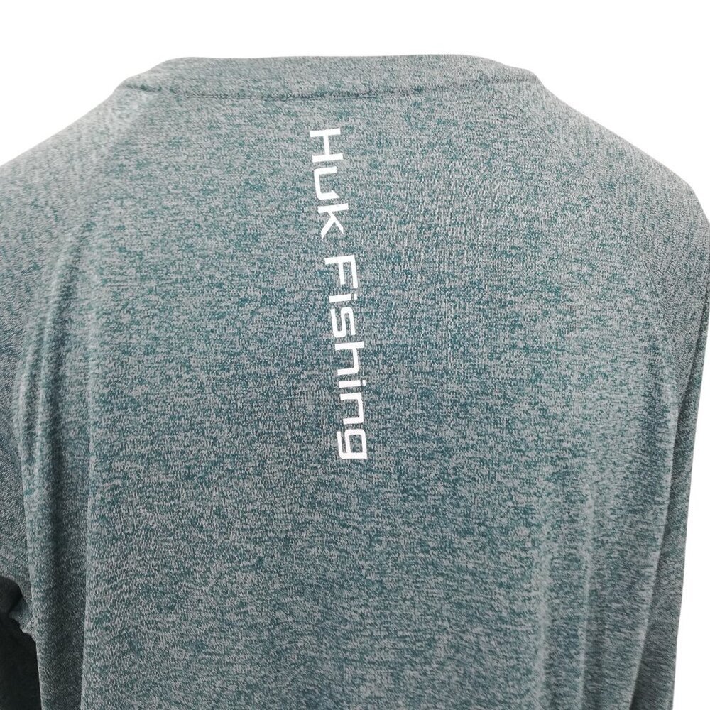 Huk Performance Fishing Long Sleeve Blue Shirt Size L Wicking Athletic Logo - Picture 8 of 12